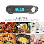Professional Waterproof Digital Food Thermometer Pyrometer with Folding Foldable Probe Waterproof Digital Instant Read Meat Thermometer with 4.6” Folding Probe Backlight & Calibration Function for Cooking Food Candy BBQ Grill for Kitchen Food Cooking Stevvex