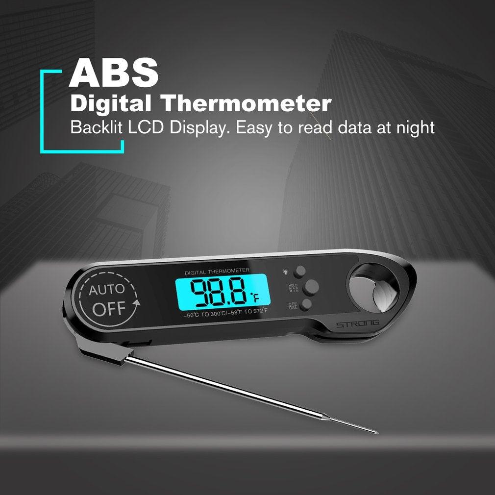 Professional Waterproof Digital Food Thermometer Pyrometer with Folding Foldable Probe Waterproof Digital Instant Read Meat Thermometer with 4.6” Folding Probe Backlight & Calibration Function for Cooking Food Candy BBQ Grill for Kitchen Food Cooking Stevvex
