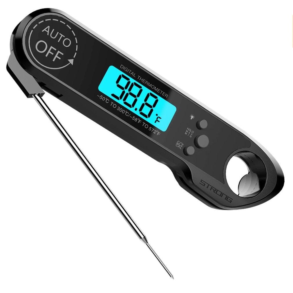 Professional Waterproof Digital Food Thermometer Pyrometer with Folding Foldable Probe Waterproof Digital Instant Read Meat Thermometer with 4.6” Folding Probe Backlight & Calibration Function for Cooking Food Candy BBQ Grill for Kitchen Food Cooking Stevvex