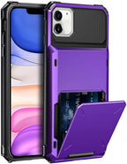 Protective Case For Cards Shock Absorption Anti-Slip Heavy Duty Protection Hard Cover For iPhone 14 13 11 12 Pro Max Mini Case With Wallet Card Hidden Card Compartment Cover For iPhone 11 12 Pro Max 12Pro 12 Mini