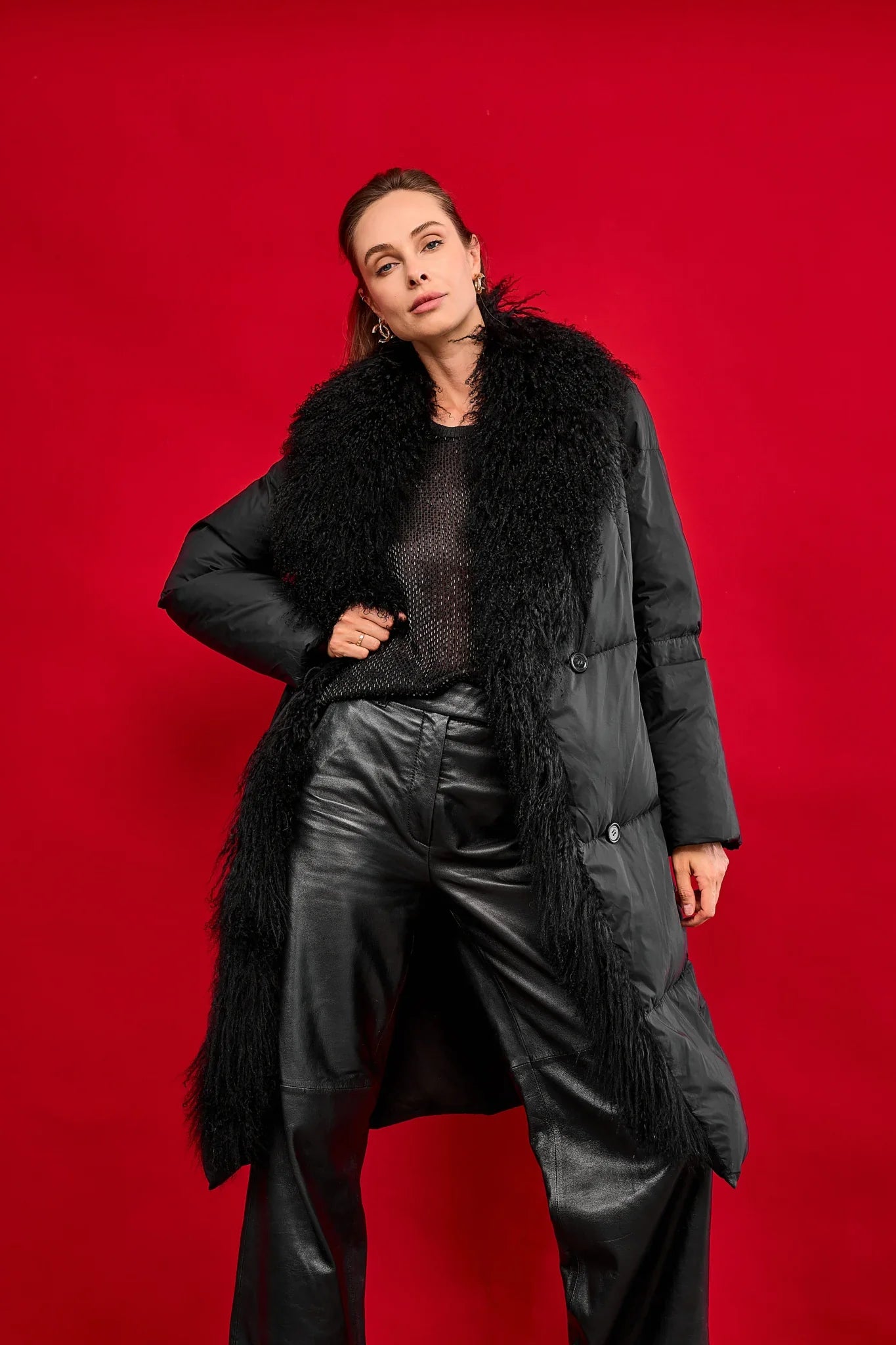 Genuine Lama Fur Premium Down Coat - SJB-DIAMOND ELITES