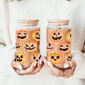Pumpkin 20oz Glass Tumbler with Bamboo Lid, 2 Stainless Straws & Straw Cleaner BandsCo Straps