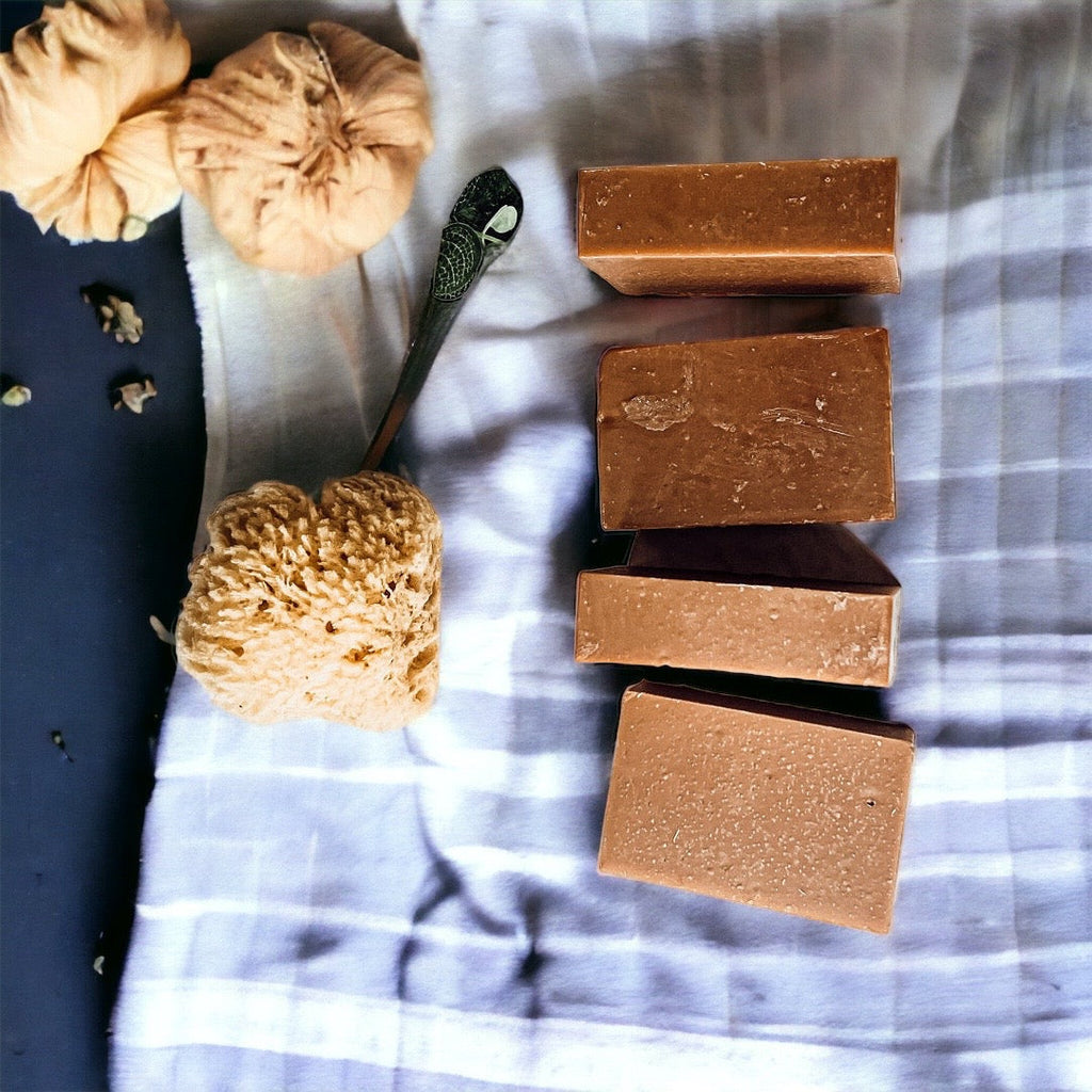 Pumpkin Spice Soap Bar Handmade Organic Shea Butter Cold Process 4.5oz BandsCo Straps