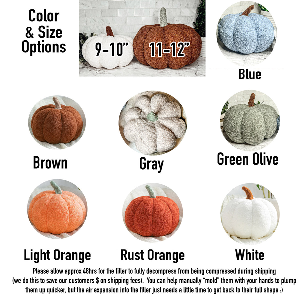 Plush Pumpkin Pillow Decorative Throw Handmade Fall Pumpkin Cuddle Cushion BandsCo Straps