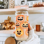 Pumpkin 20oz Glass Tumbler with Bamboo Lid, 2 Stainless Straws & Straw Cleaner BandsCo Straps