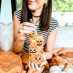 Pumpkin 20oz Glass Tumbler with Bamboo Lid, 2 Stainless Straws & Straw Cleaner BandsCo Straps