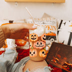 Pumpkin 20oz Glass Tumbler with Bamboo Lid, 2 Stainless Straws & Straw Cleaner BandsCo Straps