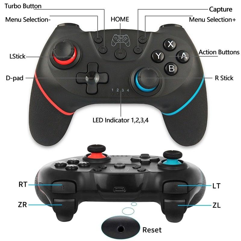 Pure Black Wireless Bluetooth Joystick Gamepad Controller Compatible With PC Laptop Monitor Smart TV Stevvex
