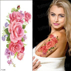 Purple 3D Flower Tattoos Waterproof Luxury Tattoo Rose Lotus Flower Body Art Fashion Stickers For Womens Stevvex