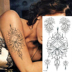 Purple 3D Flower Tattoos Waterproof Luxury Tattoo Rose Lotus Flower Body Art Fashion Stickers For Womens Stevvex