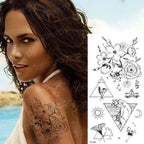 Purple 3D Flower Tattoos Waterproof Luxury Tattoo Rose Lotus Flower Body Art Fashion Stickers For Womens Stevvex