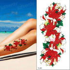 Purple 3D Flower Tattoos Waterproof Luxury Tattoo Rose Lotus Flower Body Art Fashion Stickers For Womens Stevvex