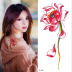 Purple 3D Flower Tattoos Waterproof Luxury Tattoo Rose Lotus Flower Body Art Fashion Stickers For Womens Stevvex