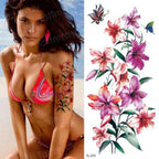 Purple 3D Flower Tattoos Waterproof Luxury Tattoo Rose Lotus Flower Body Art Fashion Stickers For Womens Stevvex
