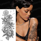 Purple 3D Flower Tattoos Waterproof Luxury Tattoo Rose Lotus Flower Body Art Fashion Stickers For Womens Stevvex