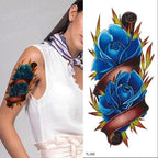 Purple 3D Flower Tattoos Waterproof Luxury Tattoo Rose Lotus Flower Body Art Fashion Stickers For Womens Stevvex