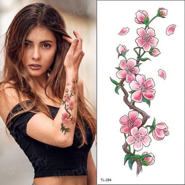 Purple 3D Flower Tattoos Waterproof Luxury Tattoo Rose Lotus Flower Body Art Fashion Stickers For Womens Stevvex