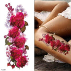 Purple 3D Flower Tattoos Waterproof Luxury Tattoo Rose Lotus Flower Body Art Fashion Stickers For Womens Stevvex