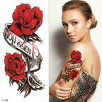 Purple 3D Flower Tattoos Waterproof Luxury Tattoo Rose Lotus Flower Body Art Fashion Stickers For Womens Stevvex