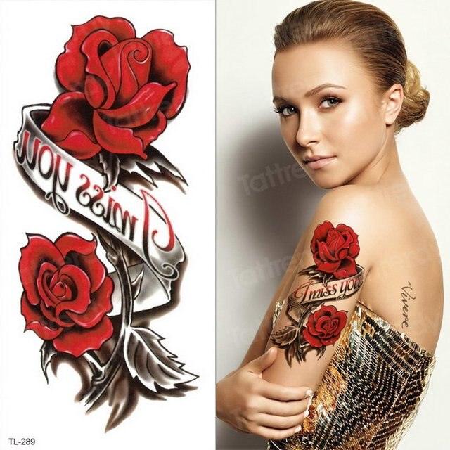 Purple 3D Flower Tattoos Waterproof Luxury Tattoo Rose Lotus Flower Body Art Fashion Stickers For Womens Stevvex
