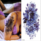 Purple 3D Flower Tattoos Waterproof Luxury Tattoo Rose Lotus Flower Body Art Fashion Stickers For Womens Stevvex