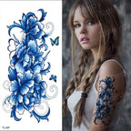 Purple 3D Flower Tattoos Waterproof Luxury Tattoo Rose Lotus Flower Body Art Fashion Stickers For Womens Stevvex