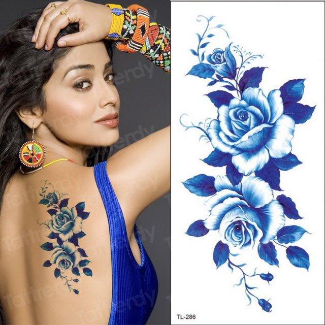 Purple 3D Flower Tattoos Waterproof Luxury Tattoo Rose Lotus Flower Body Art Fashion Stickers For Womens Stevvex
