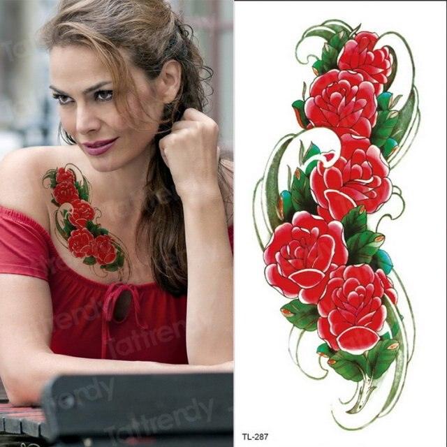 Purple 3D Flower Tattoos Waterproof Luxury Tattoo Rose Lotus Flower Body Art Fashion Stickers For Womens Stevvex