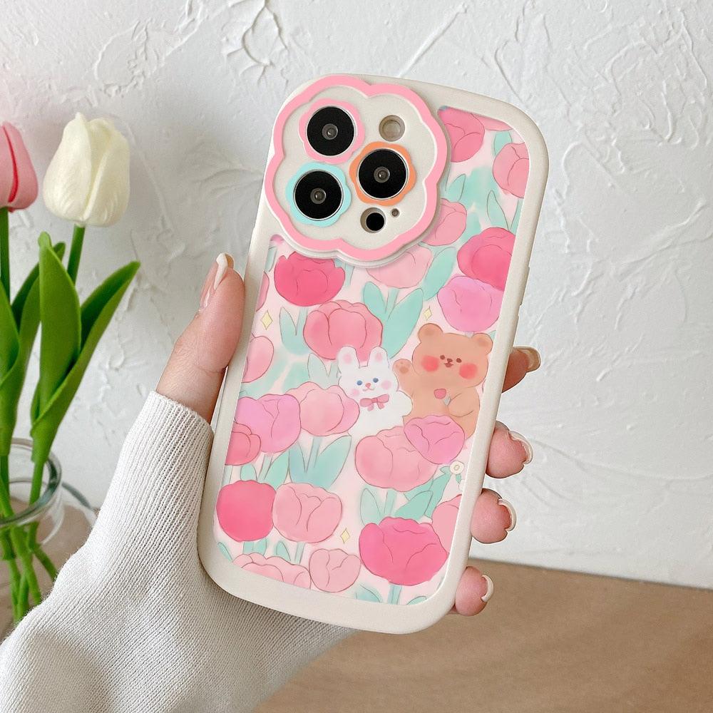 Purple Flower Phone Case For iPhone 11 Case iPhone 13 14 Pro Max iPhone 12 Phone Case iPhone11 iPhone14 Soft Back Cover Cute Pattern Soft iPhone Fashion Comfortable Grip Design & Aesthetic Floral Pattern iphone Case Stevvex