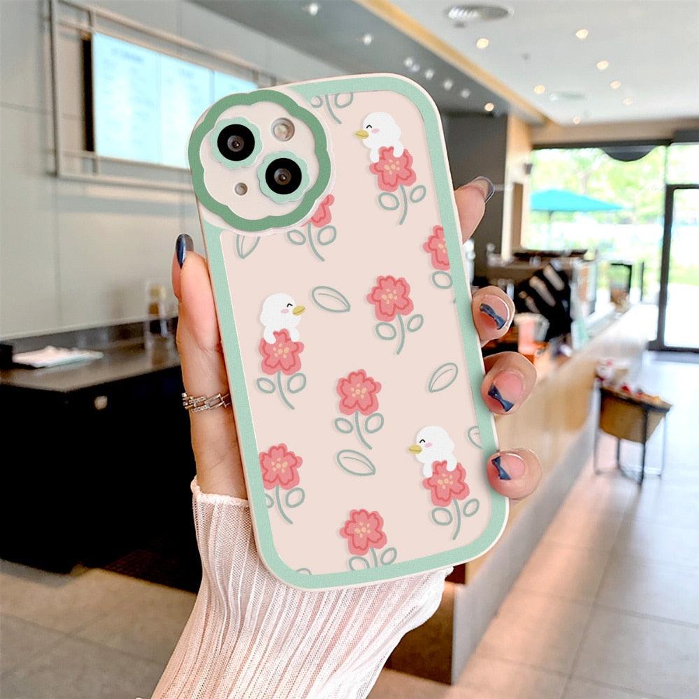 Purple Flower Phone Case For iPhone 11 Case iPhone 13 14 Pro Max iPhone 12 Phone Case iPhone11 iPhone14 Soft Back Cover Cute Pattern Soft iPhone Fashion Comfortable Grip Design & Aesthetic Floral Pattern iphone Case Stevvex