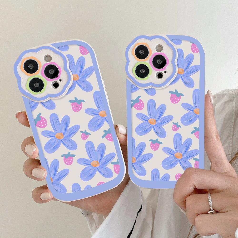 Purple Flower Phone Case For iPhone 11 Case iPhone 13 14 Pro Max iPhone 12 Phone Case iPhone11 iPhone14 Soft Back Cover Cute Pattern Soft iPhone Fashion Comfortable Grip Design & Aesthetic Floral Pattern iphone Case Stevvex