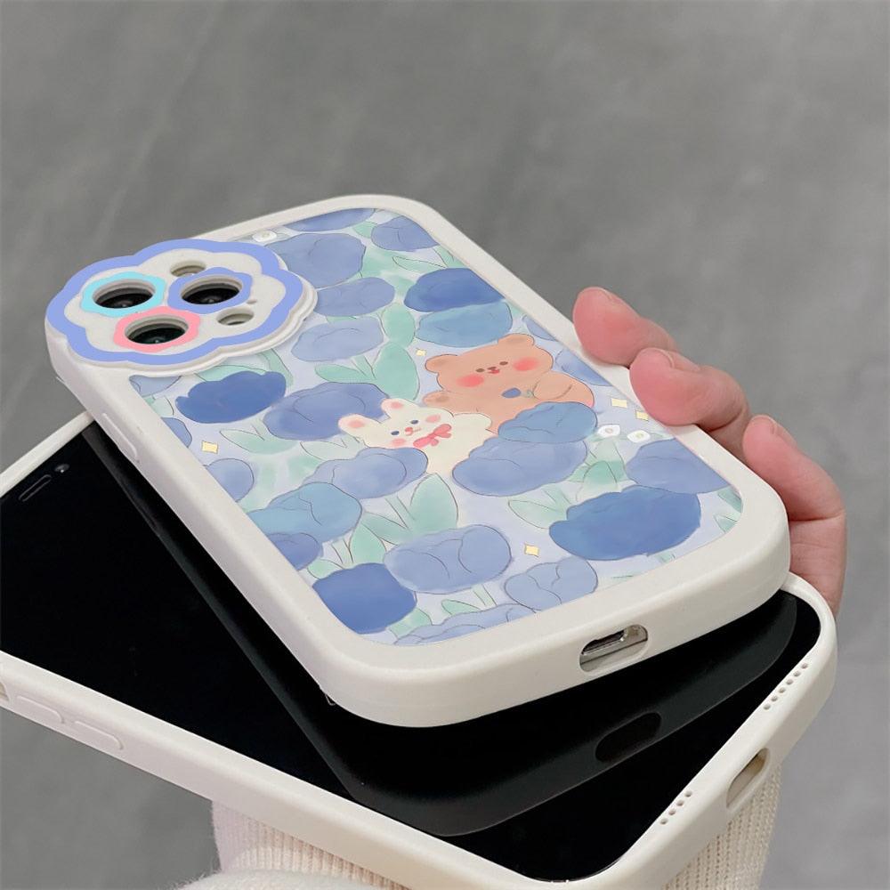Purple Flower Phone Case For iPhone 11 Case iPhone 13 14 Pro Max iPhone 12 Phone Case iPhone11 iPhone14 Soft Back Cover Cute Pattern Soft iPhone Fashion Comfortable Grip Design & Aesthetic Floral Pattern iphone Case Stevvex