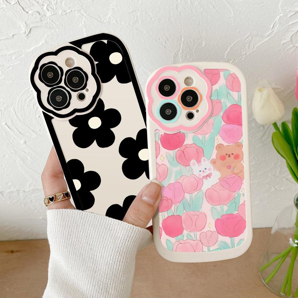 Purple Flower Phone Case For iPhone 11 Case iPhone 13 14 Pro Max iPhone 12 Phone Case iPhone11 iPhone14 Soft Back Cover Cute Pattern Soft iPhone Fashion Comfortable Grip Design & Aesthetic Floral Pattern iphone Case Stevvex