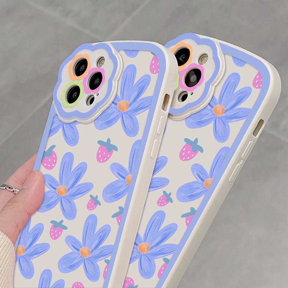 Purple Flower Phone Case For iPhone 11 Case iPhone 13 14 Pro Max iPhone 12 Phone Case iPhone11 iPhone14 Soft Back Cover Cute Pattern Soft iPhone Fashion Comfortable Grip Design & Aesthetic Floral Pattern iphone Case Stevvex