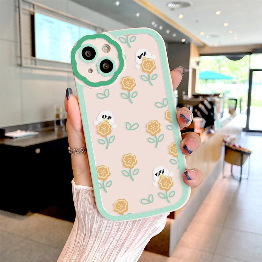Purple Flower Phone Case For iPhone 11 Case iPhone 13 14 Pro Max iPhone 12 Phone Case iPhone11 iPhone14 Soft Back Cover Cute Pattern Soft iPhone Fashion Comfortable Grip Design & Aesthetic Floral Pattern iphone Case Stevvex