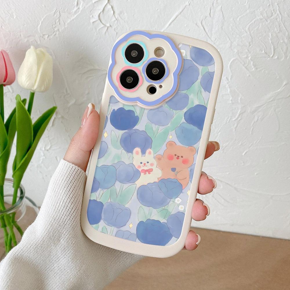 Purple Flower Phone Case For iPhone 11 Case iPhone 13 14 Pro Max iPhone 12 Phone Case iPhone11 iPhone14 Soft Back Cover Cute Pattern Soft iPhone Fashion Comfortable Grip Design & Aesthetic Floral Pattern iphone Case Stevvex