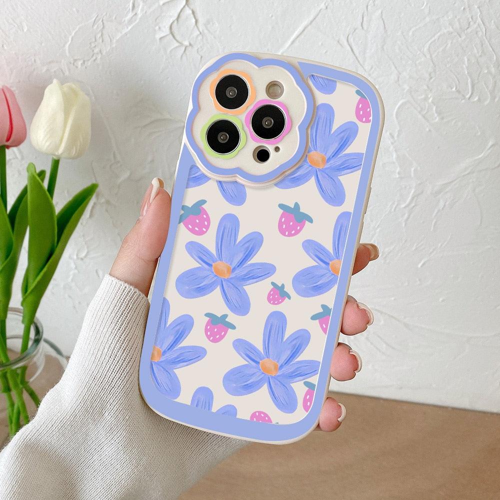Purple Flower Phone Case For iPhone 11 Case iPhone 13 14 Pro Max iPhone 12 Phone Case iPhone11 iPhone14 Soft Back Cover Cute Pattern Soft iPhone Fashion Comfortable Grip Design & Aesthetic Floral Pattern iphone Case Stevvex