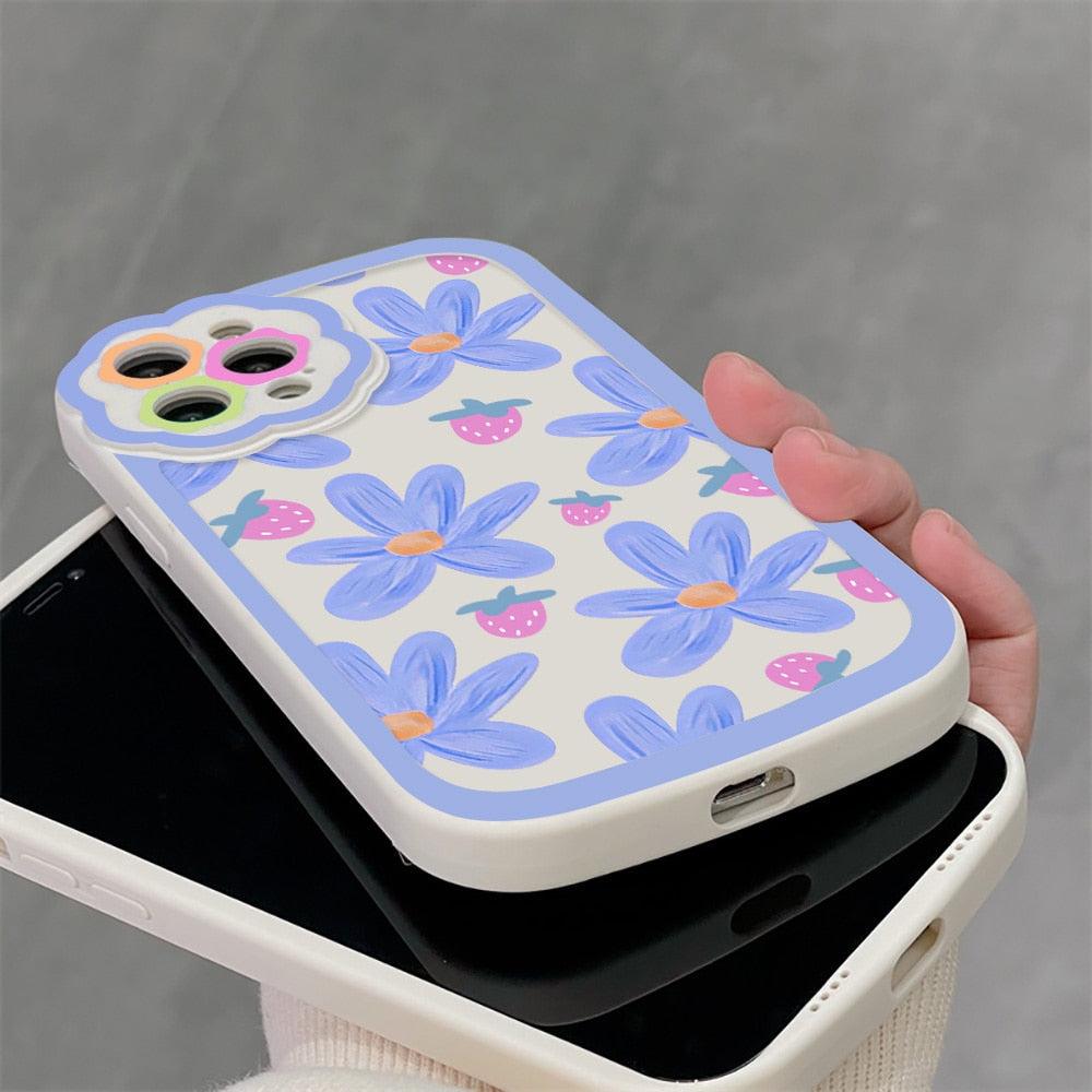 Purple Flower Phone Case For iPhone 11 Case iPhone 13 14 Pro Max iPhone 12 Phone Case iPhone11 iPhone14 Soft Back Cover Cute Pattern Soft iPhone Fashion Comfortable Grip Design & Aesthetic Floral Pattern iphone Case Stevvex
