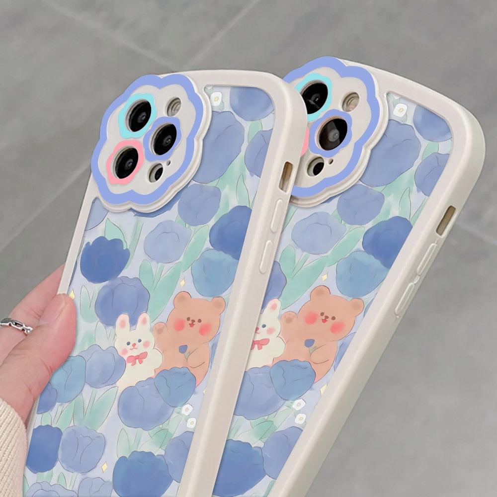 Purple Flower Phone Case For iPhone 11 Case iPhone 13 14 Pro Max iPhone 12 Phone Case iPhone11 iPhone14 Soft Back Cover Cute Pattern Soft iPhone Fashion Comfortable Grip Design & Aesthetic Floral Pattern iphone Case Stevvex