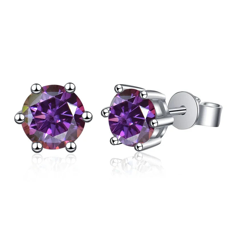 1-2 Carat D Color Moissanite Stud Earrings 925 Sterling Silver Wedding BandsCo Straps