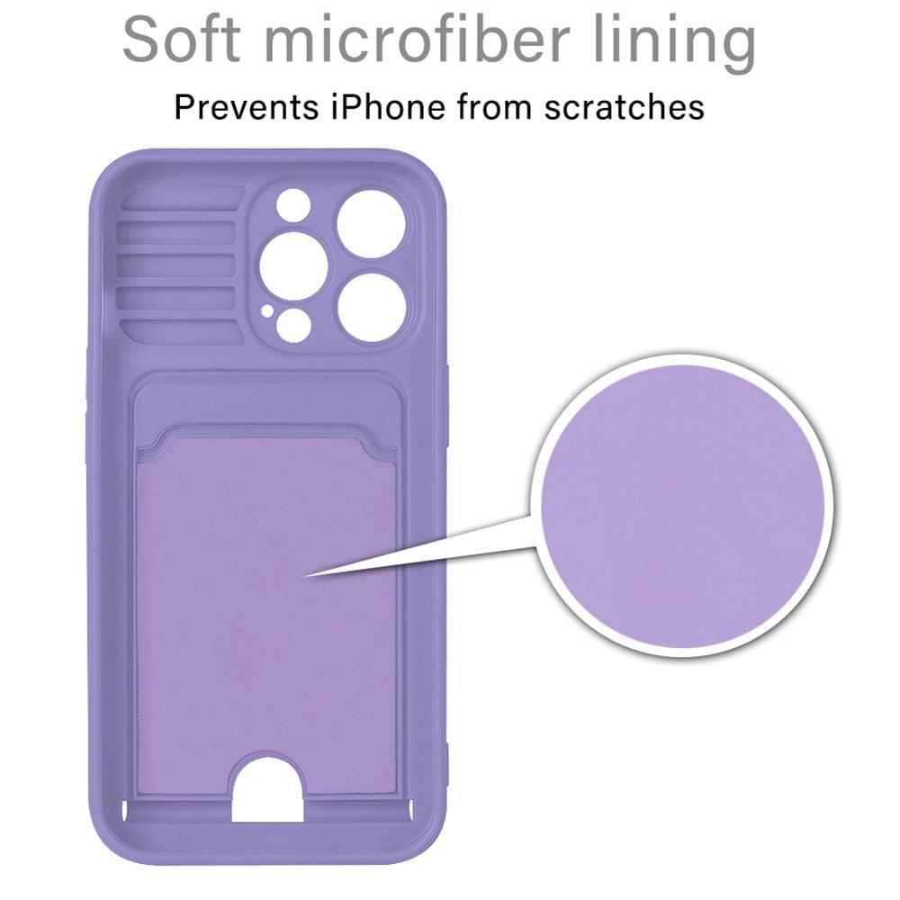 Purple Silicone Slide Camera Protector Case For iPhone 14 11 12 13 Pro Max X XR XS Magnetic Ring Card Holder Cover Heavy Duty Multifunctional Shockproof Magnetic Cover Case & Holder Stevvex