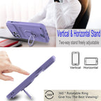 Purple Silicone Slide Camera Protector Case For iPhone 14 11 12 13 Pro Max X XR XS Magnetic Ring Card Holder Cover Heavy Duty Multifunctional Shockproof Magnetic Cover Case & Holder Stevvex