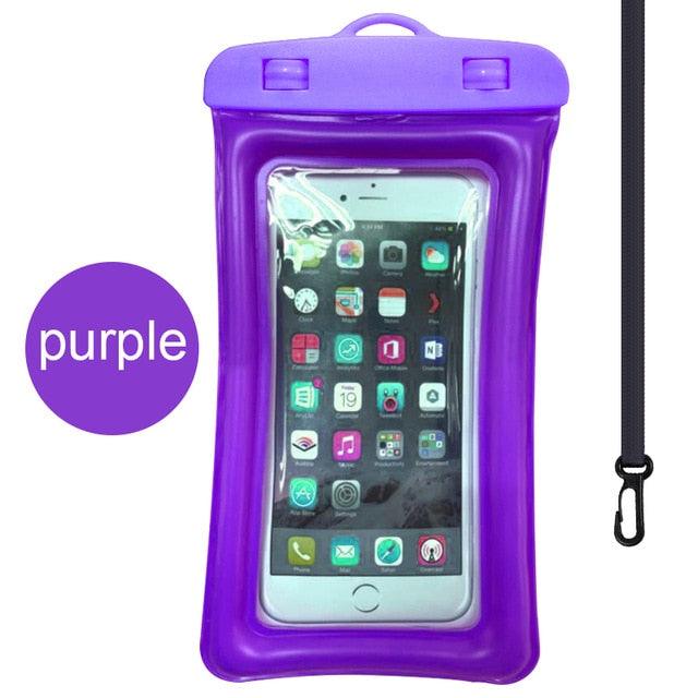Purple Universal Waterproof Phone Case Water Proof Swim Pouch Bag Cases For iPhone Floating Phone Protector Smartphone Touchscreen Waterproof Pouch Stevvex