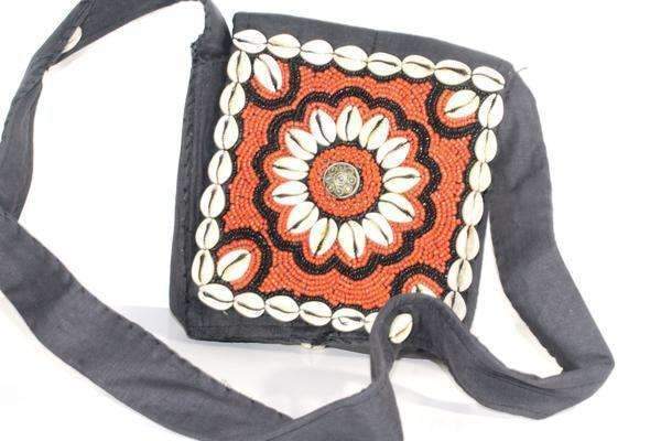 Vintage Cowrie Shell Beaded Crossbody Purse Boho Handmade BandsCo Straps
