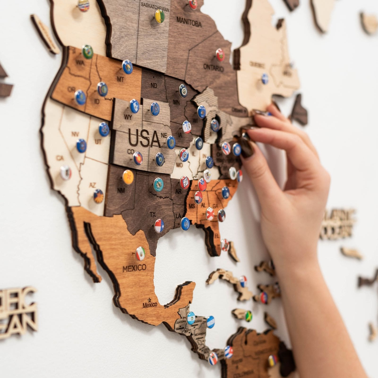Flags Push Pins Enjoy The Wood