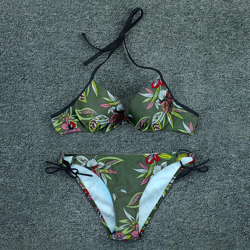 Push Up Bikini Floral Print Swimsuit Swimwear Women Bathing Suit Bikinis Set Brazilian Beach Female Wear Women's Bikini Swimsuits Floral Printed Bathing Suits for Women 2 Piece Bikini Stevvex