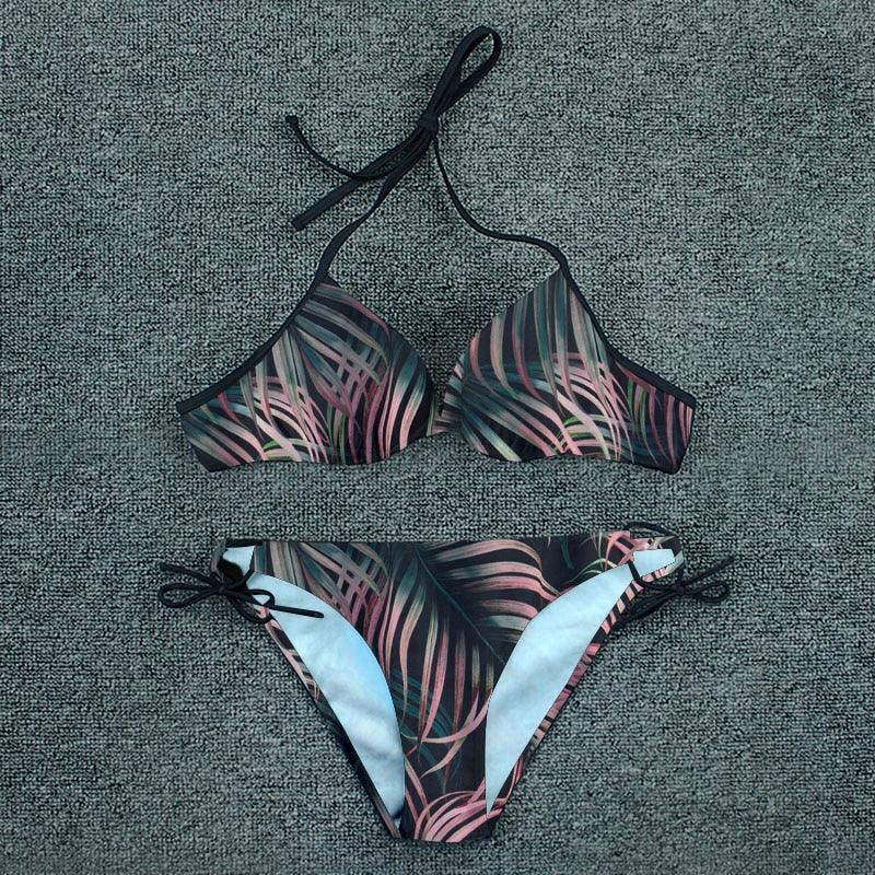 Push Up Bikini Floral Print Swimsuit Swimwear Women Bathing Suit Bikinis Set Brazilian Beach Female Wear Women's Bikini Swimsuits Floral Printed Bathing Suits for Women 2 Piece Bikini Stevvex