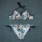 Push Up Bikini Floral Print Swimsuit Swimwear Women Bathing Suit Bikinis Set Brazilian Beach Female Wear Women's Bikini Swimsuits Floral Printed Bathing Suits for Women 2 Piece Bikini Stevvex