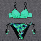 Push Up Bikini Floral Print Swimsuit Swimwear Women Bathing Suit Bikinis Set Brazilian Beach Female Wear Women's Bikini Swimsuits Floral Printed Bathing Suits for Women 2 Piece Bikini Stevvex