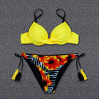 Push Up Bikini Floral Print Swimsuit Swimwear Women Bathing Suit Bikinis Set Brazilian Beach Female Wear Women's Bikini Swimsuits Floral Printed Bathing Suits for Women 2 Piece Bikini Stevvex